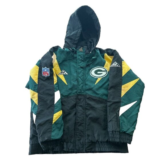 Vintage Green Bay Packers Apex One Pro‎ Line Puffer Jacket Sharktooth Medium 90s - Picture 1 of 10